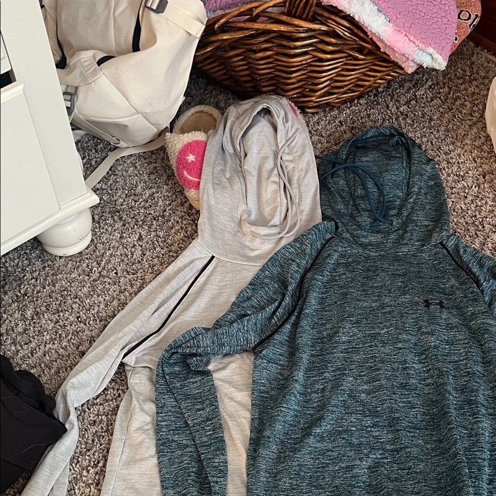 Under Armour Women's Teal and Gray Cowl Neck Sweater